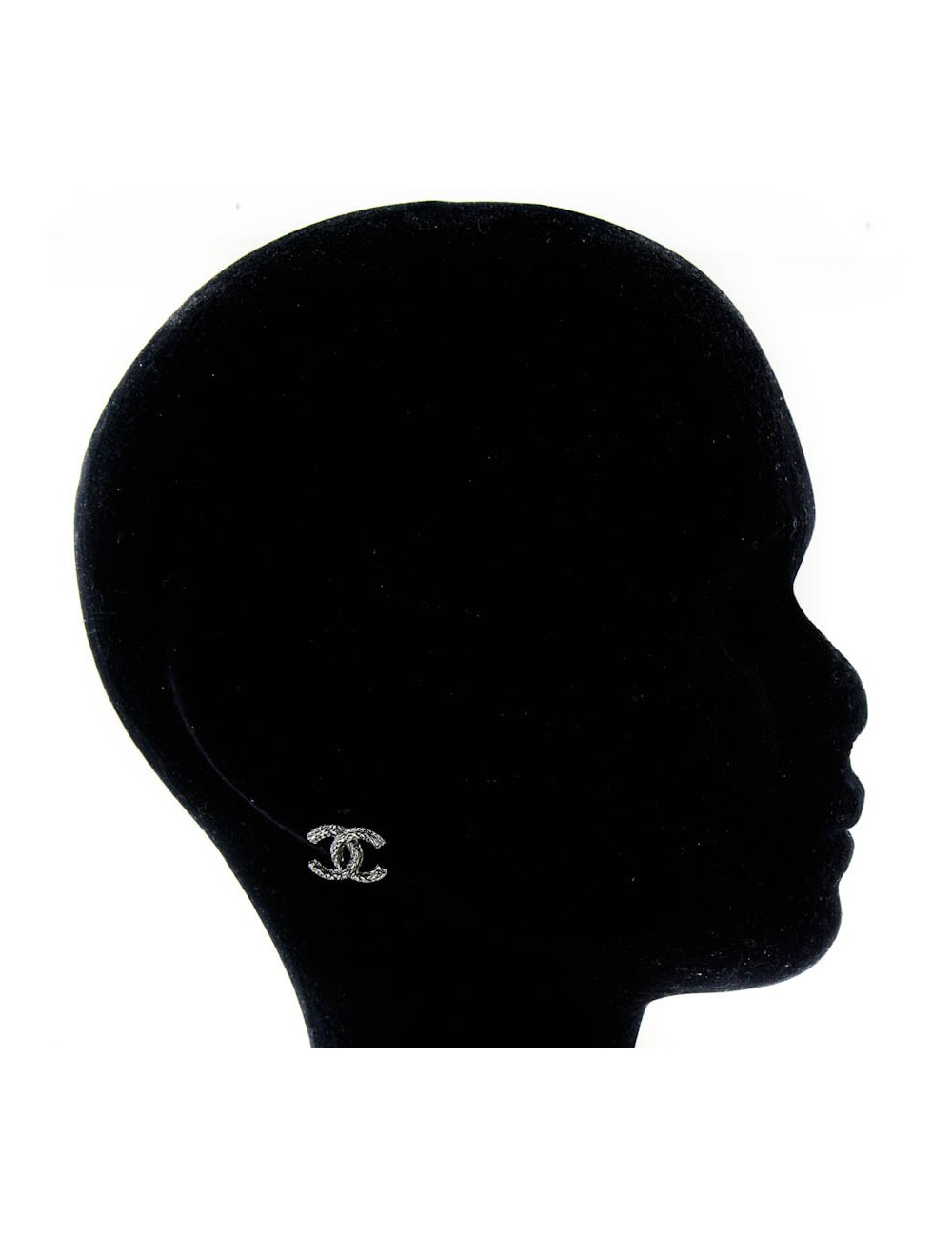 Clous d'oreille CHANEL double C chaîne ruthénium