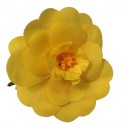 CHANEL Camellia in yellow fabric brooch