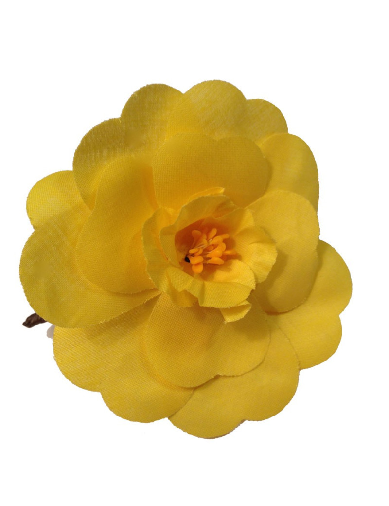 Broche tissu jaune CHANEL