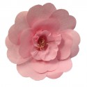 CHANEL Camellia in pale pink fabric brooch