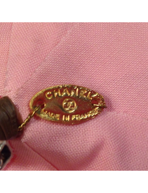 Broche tissu rose CHANEL 