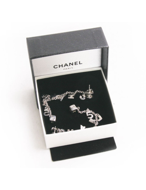 Clous d'oreille pendants CHANEL argent massif