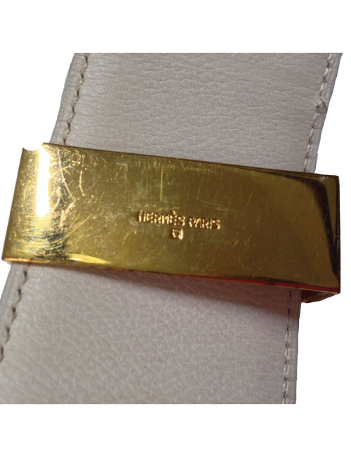 Ceinture "Médor" HERMES T 72 autruche blanche