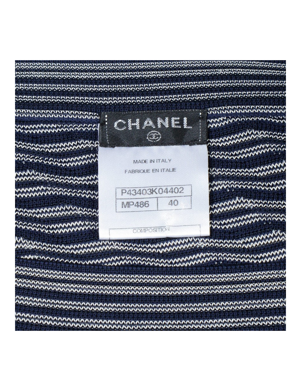 Robe CHANEL T 40 sans manches bleue et blanche