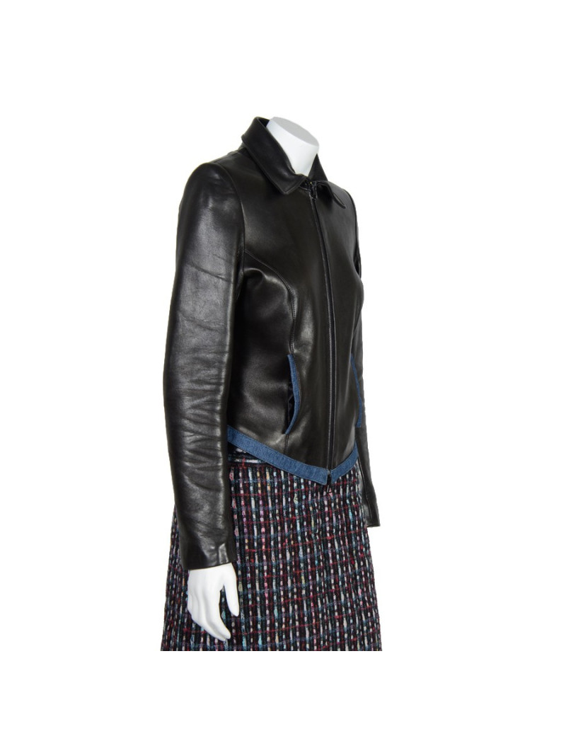 Blouson JITROIS t 38 cuir lisse noir 