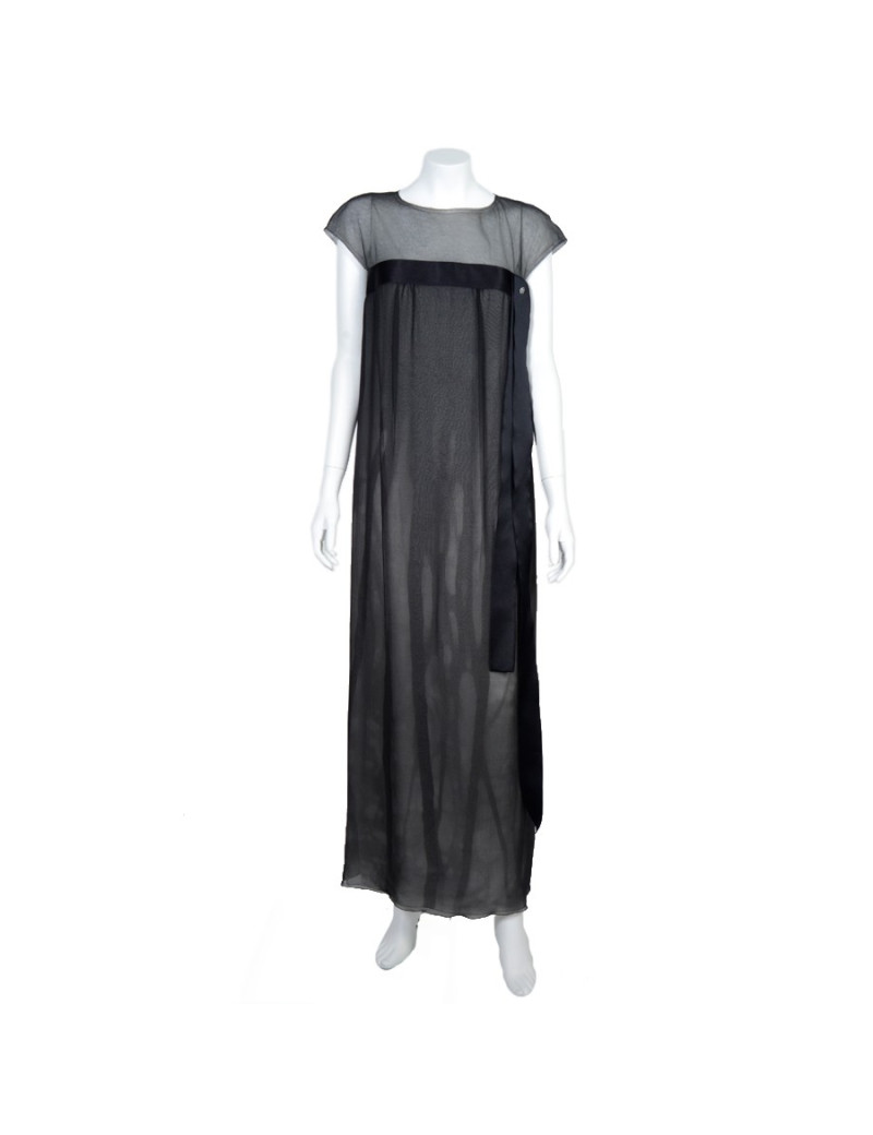 Robe longue du soir CHANEL  soie noire t38