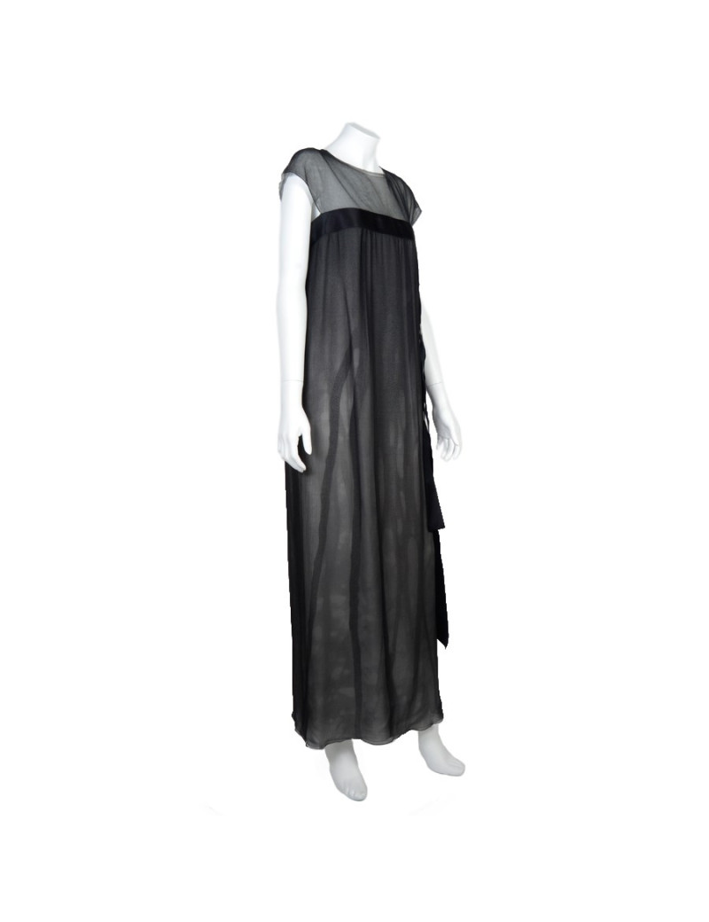 Robe longue du soir CHANEL  soie noire t38