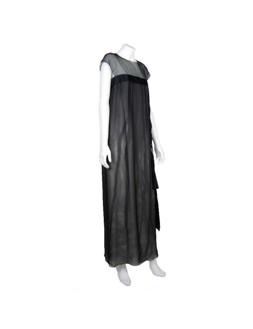 Robe longue du soir CHANEL  soie noire t38