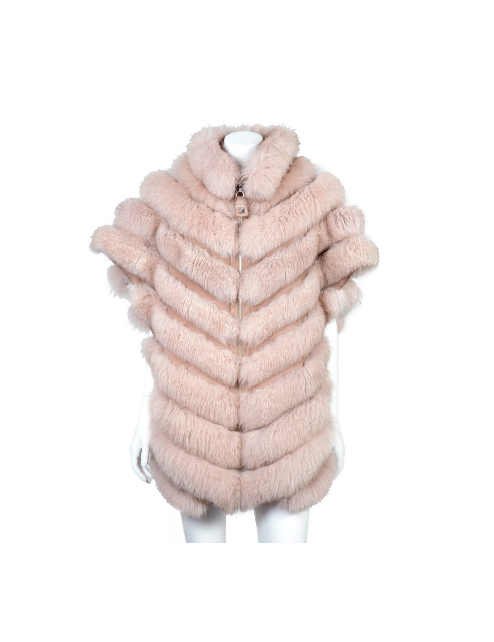 Manteau sans manches fourrure rose