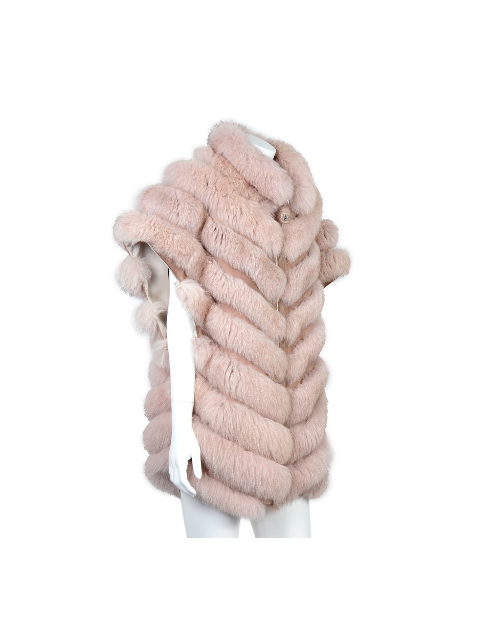 Manteau sans manches fourrure rose