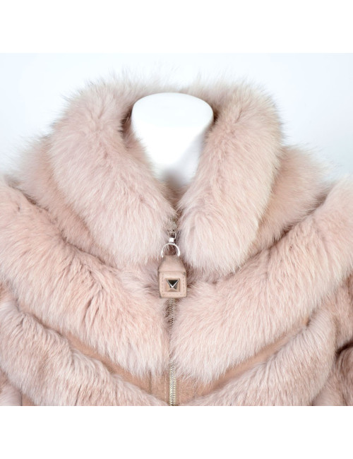 Manteau sans manches fourrure rose