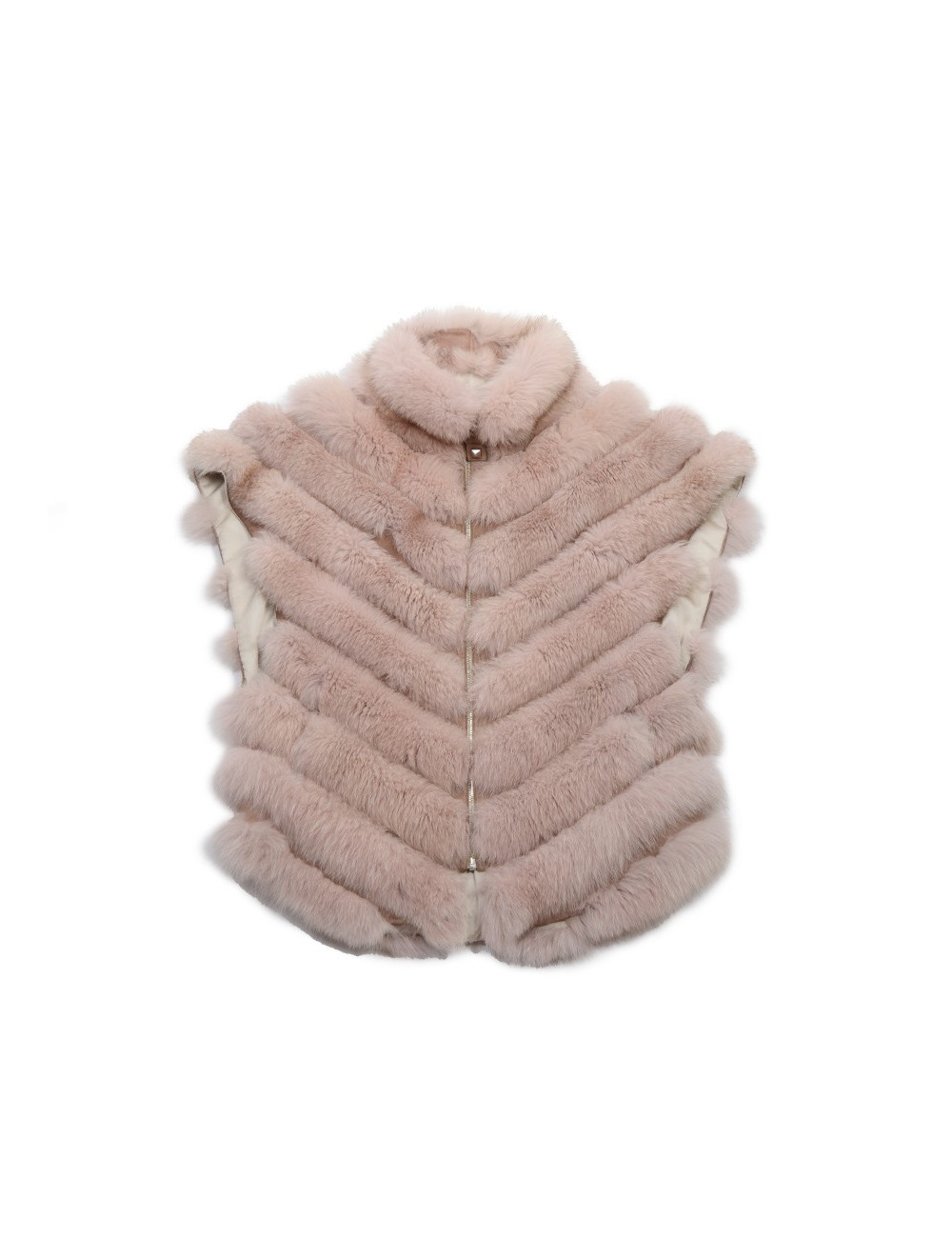 Manteau sans manches fourrure rose