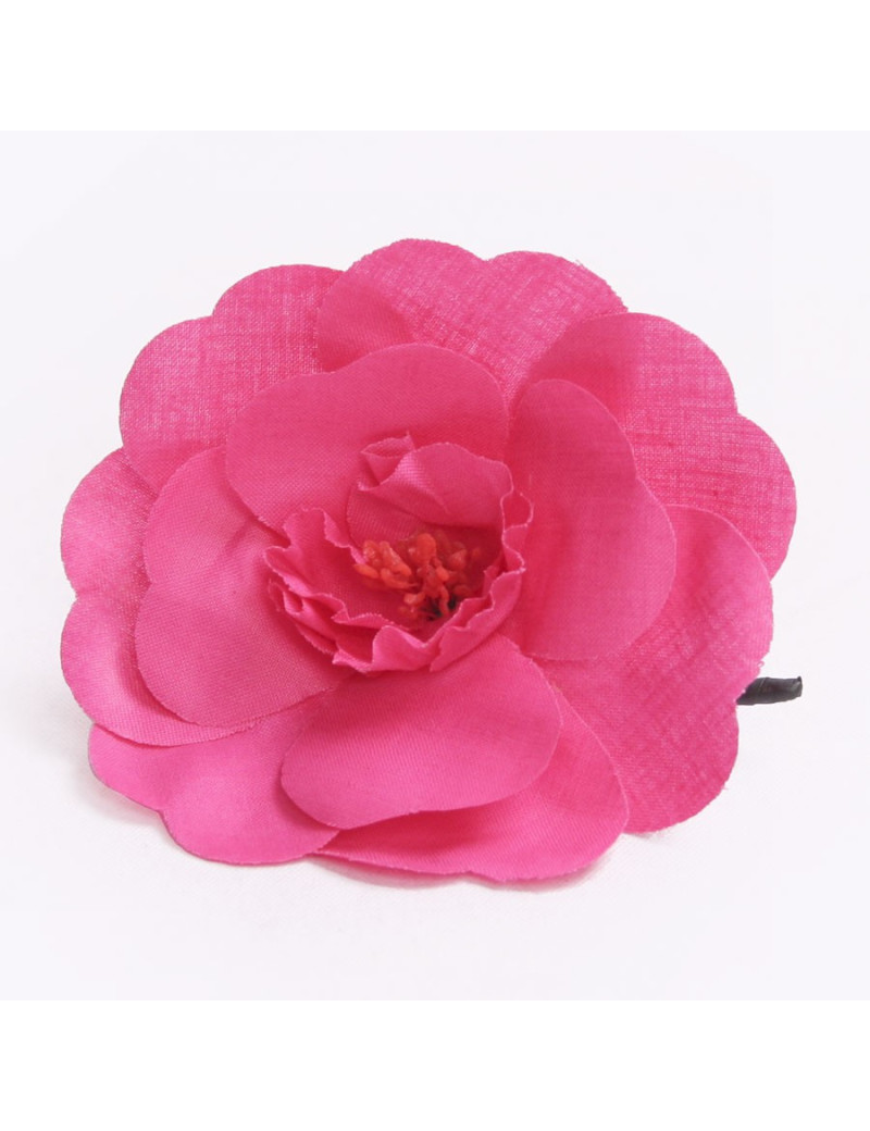 Broche en tissu rose fuchsia   CHANEL 