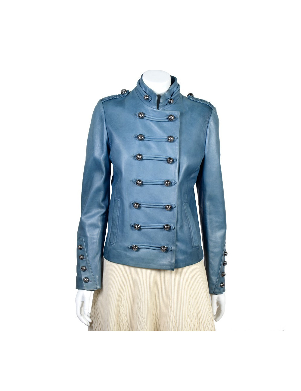 Veste BUI de BARBABA BUI t 38 cuir d'agneau bleu jean s 