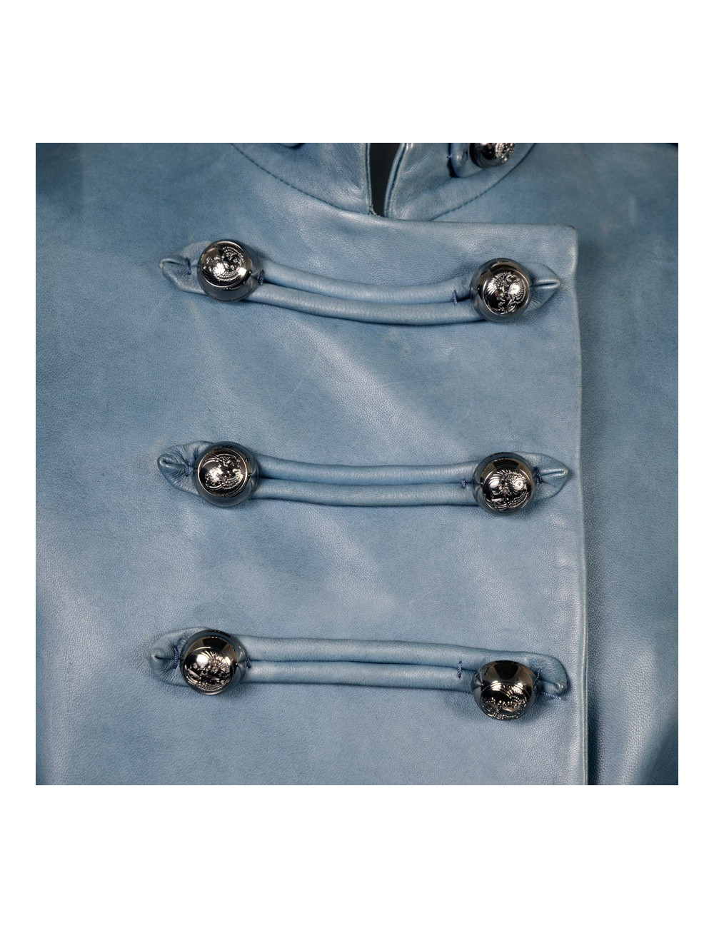 Veste BUI de BARBABA BUI t 38 cuir d'agneau bleu jean s 