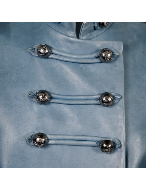 Veste BUI de BARBABA BUI t 38 cuir d'agneau bleu jean s 