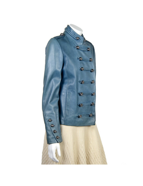 Veste BUI de BARBABA BUI t 38 cuir d'agneau bleu jean s 