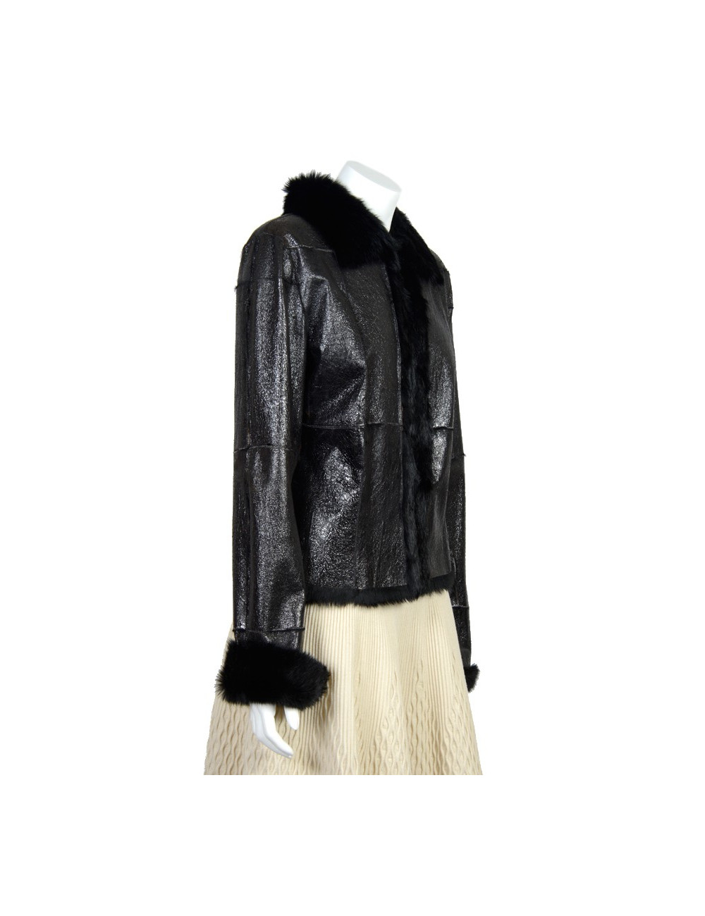 Veste courte VERSACE sport cuir noir