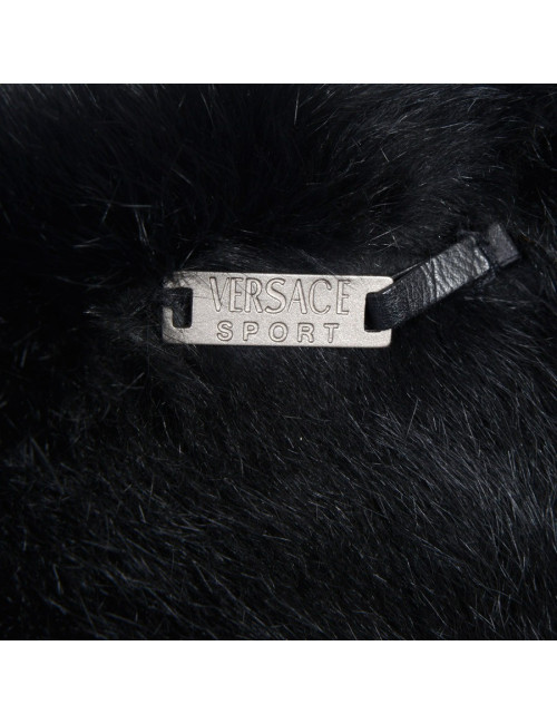 Veste courte VERSACE sport cuir noir