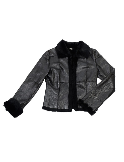 Veste courte VERSACE sport cuir noir