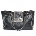 CHANEL tote bag large black quilted leather