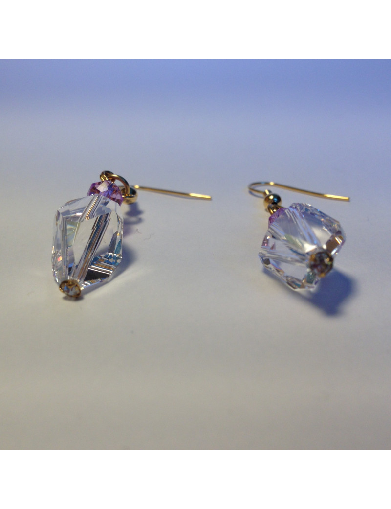 Clous d'oreilles MARGUERITE DE VALOIS Cristal et améthyste
