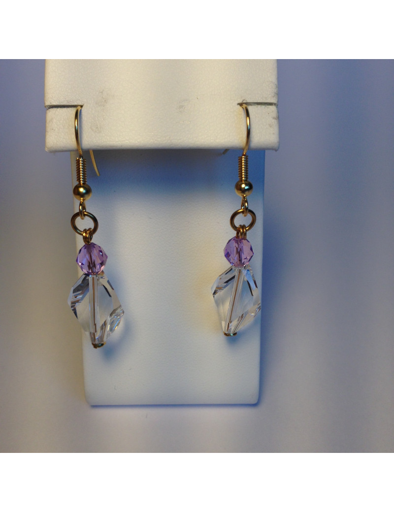 Clous d'oreilles MARGUERITE DE VALOIS Cristal et améthyste