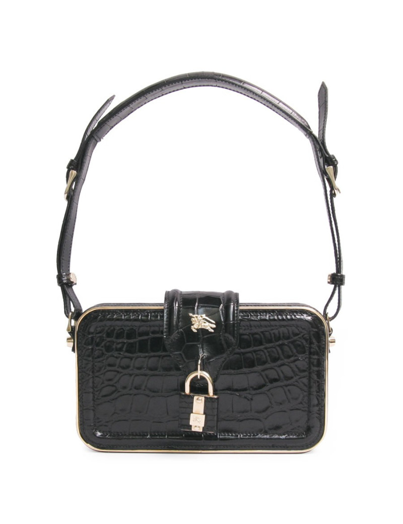 Mini sac BURBERRY en crocodile noir 