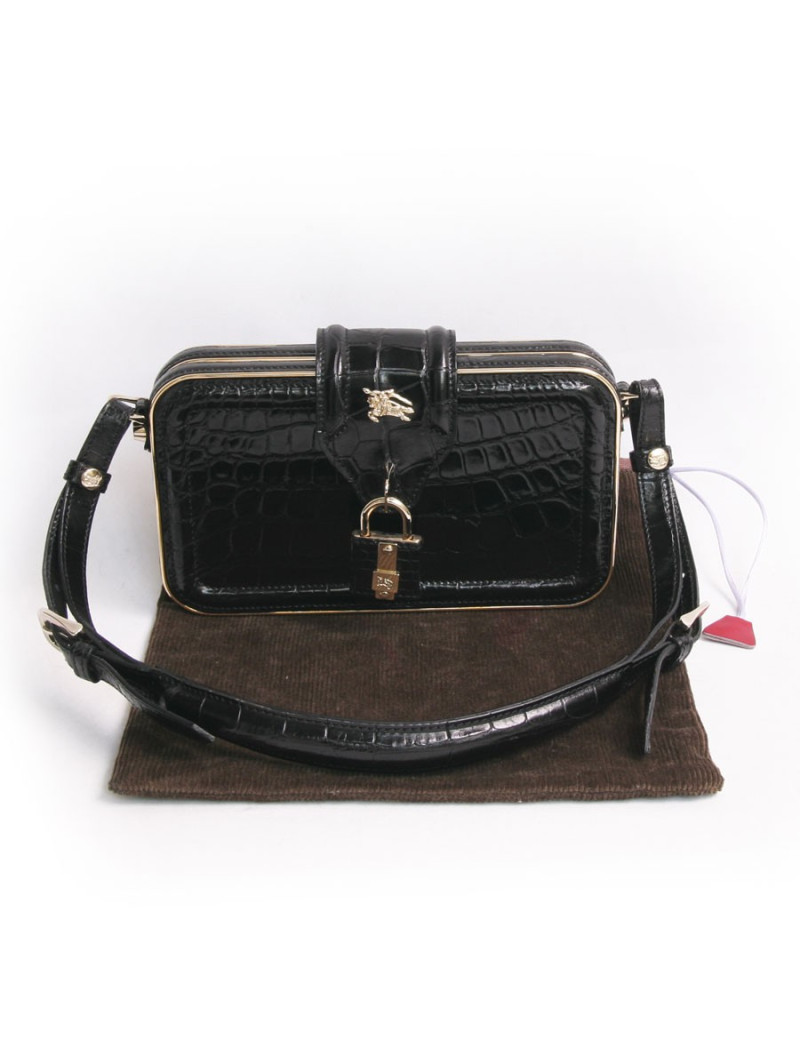 Mini sac BURBERRY en crocodile noir 