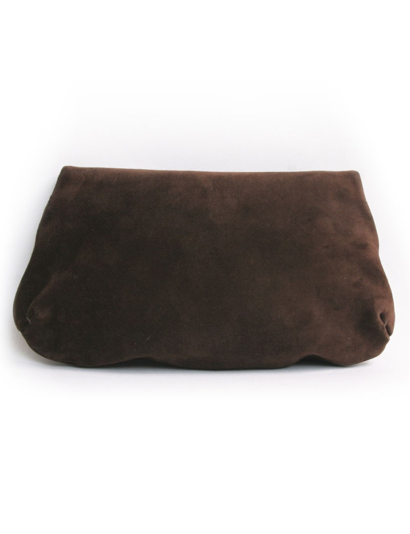 Pochette TOM FORD en suède marron 