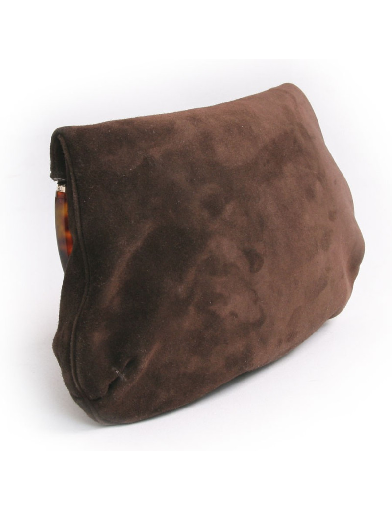 Pochette TOM FORD en suède marron 