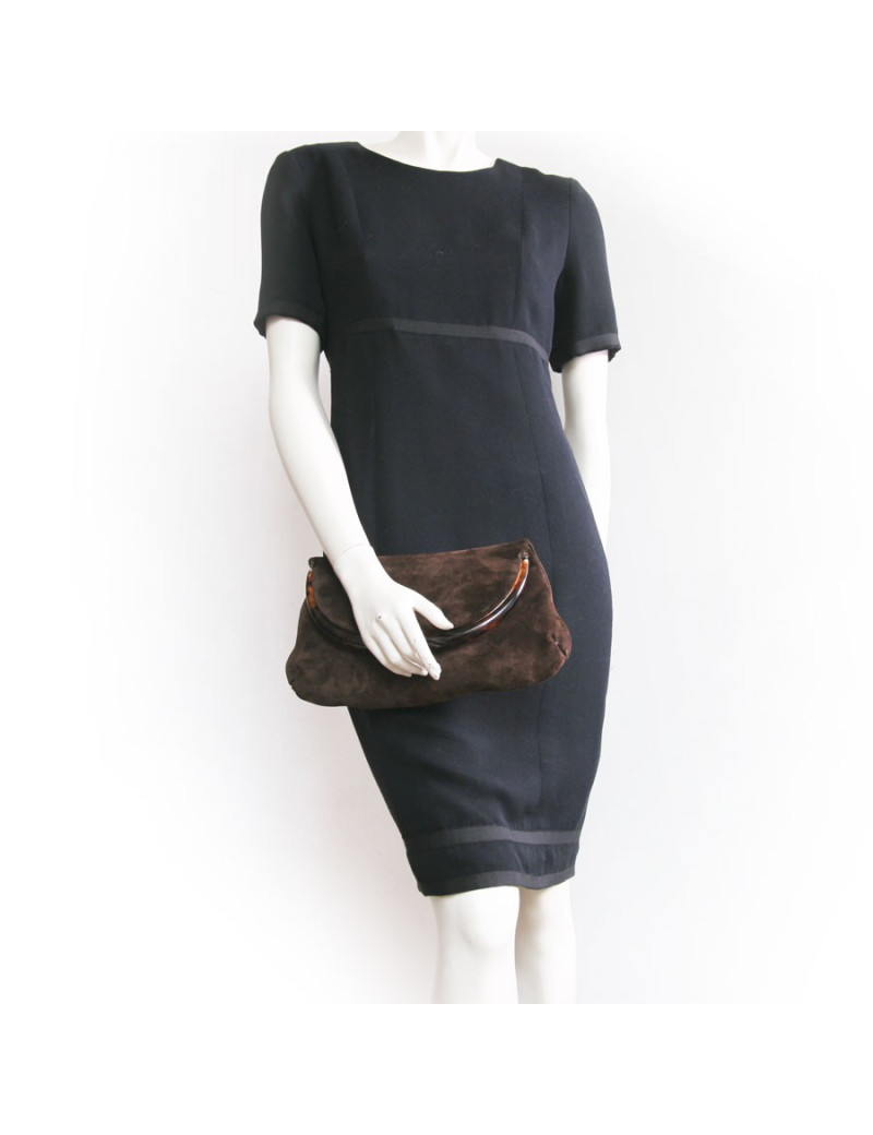 Pochette TOM FORD en suède marron 