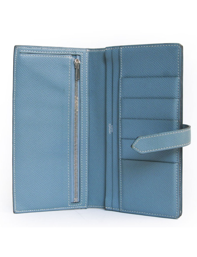 Portefeuille bearn HERMES bleu jean's