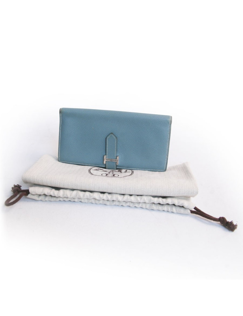 Portefeuille bearn HERMES bleu jean's