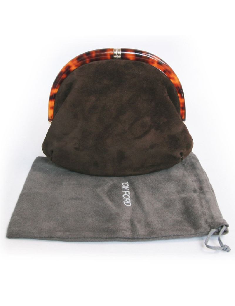 Pochette du soir TOM FORD en suède marron 