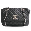 Black grained leather CHANEL tote bag