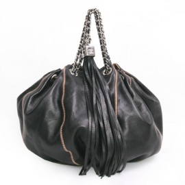 CHANEL lambskin black and reversible pouch bag - VALOIS VINTAGE PARIS