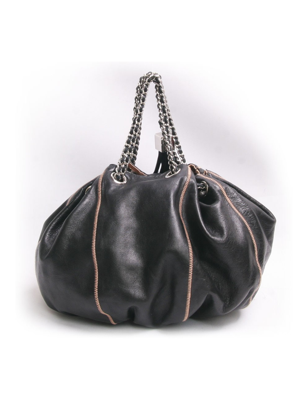 Sac besace CHANEL cuir d'agneau noir et réversible