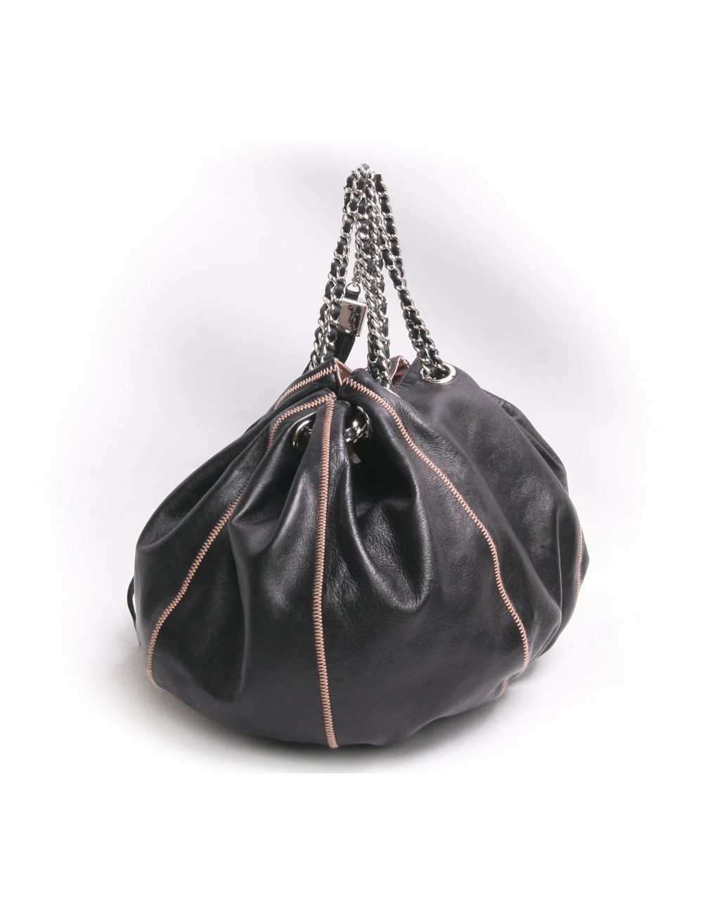 Sac besace CHANEL cuir d'agneau noir et réversible