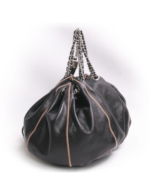 Sac besace CHANEL cuir d'agneau noir et réversible