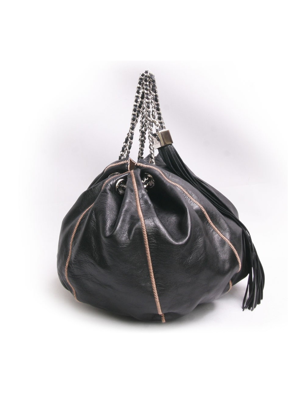 Sac besace CHANEL cuir d'agneau noir et réversible