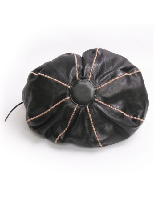 Sac besace CHANEL cuir d'agneau noir et réversible