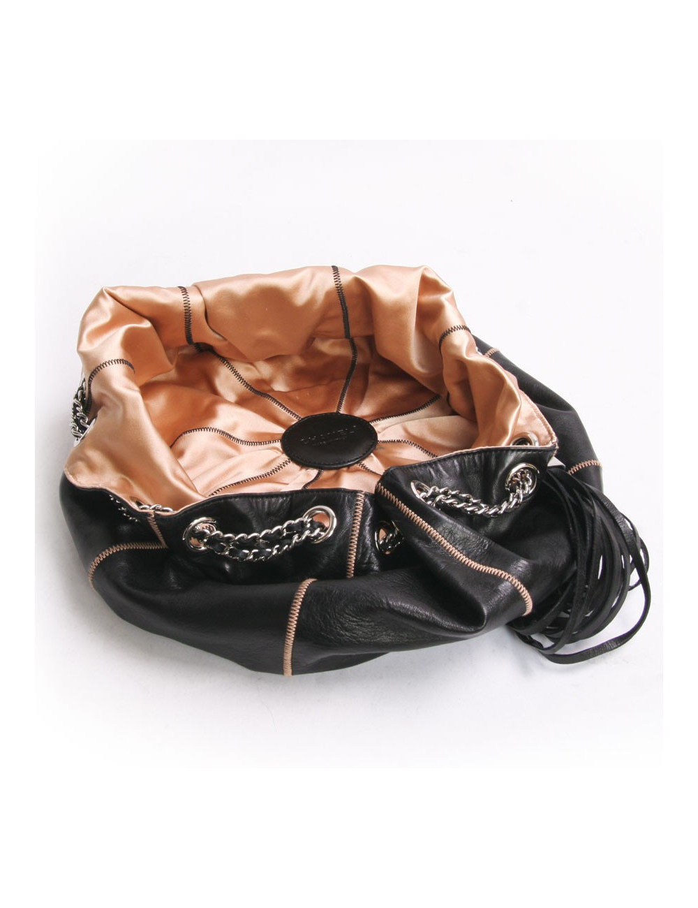 Sac besace CHANEL cuir d'agneau noir et réversible