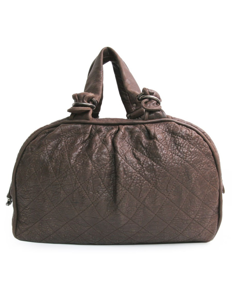 Grand sac CHANEL en cuir  taurin marron