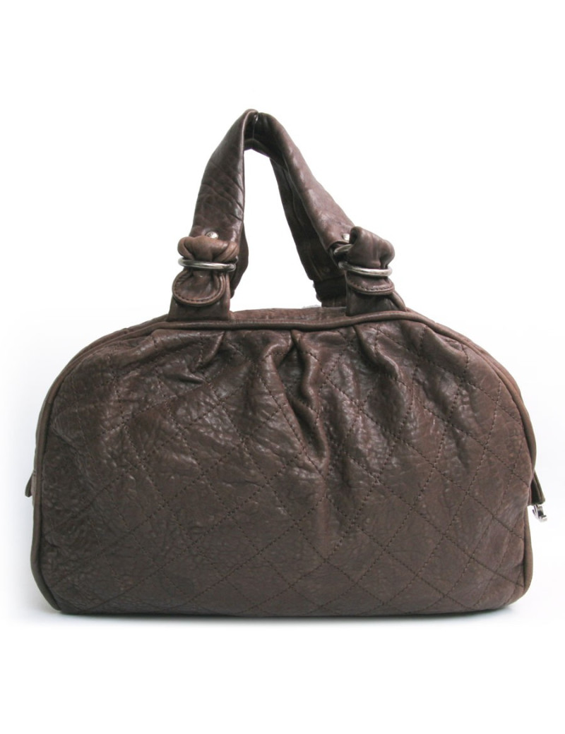 Grand sac CHANEL en cuir  taurin marron