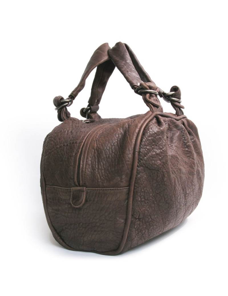 Grand sac CHANEL en cuir  taurin marron