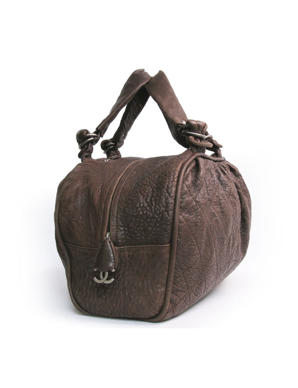 Grand sac CHANEL en cuir  taurin marron