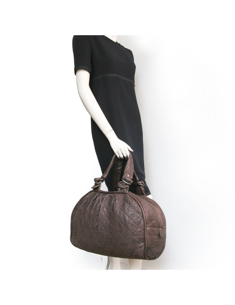 Grand sac CHANEL en cuir  taurin marron