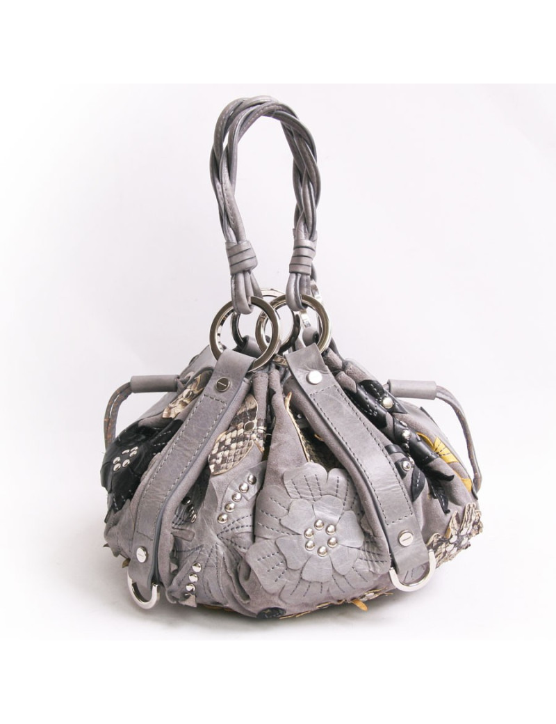 Mini bourse GIVENCHY gris avec empiècements fleurs