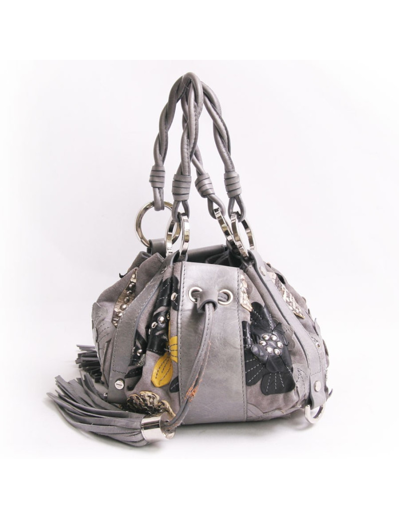 Mini bourse GIVENCHY gris avec empiècements fleurs